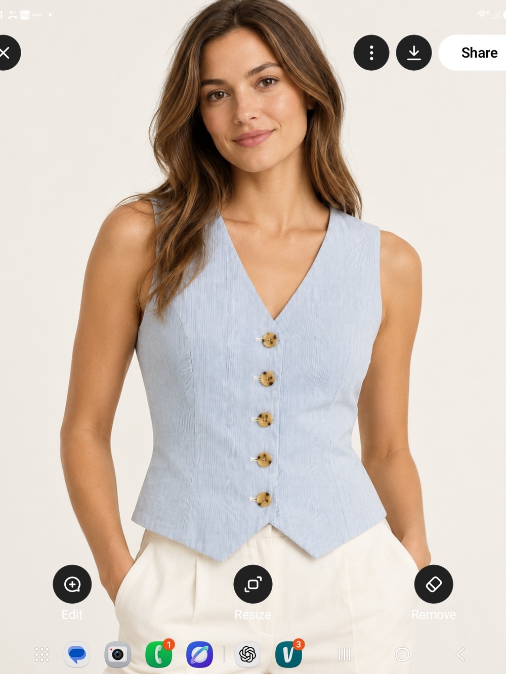 J. Crew Light Blue V-Neck Button Front Waistcoat